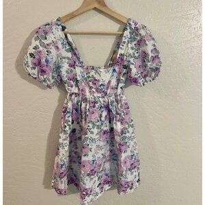Show Me Y Your Mumu Puff Sleeve Pink Floral 100% cotton Smitten Babydoll Dress